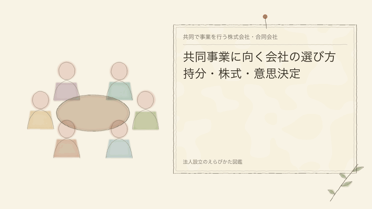 共同事業に向く会社の選び方|持分・株式・意思決定